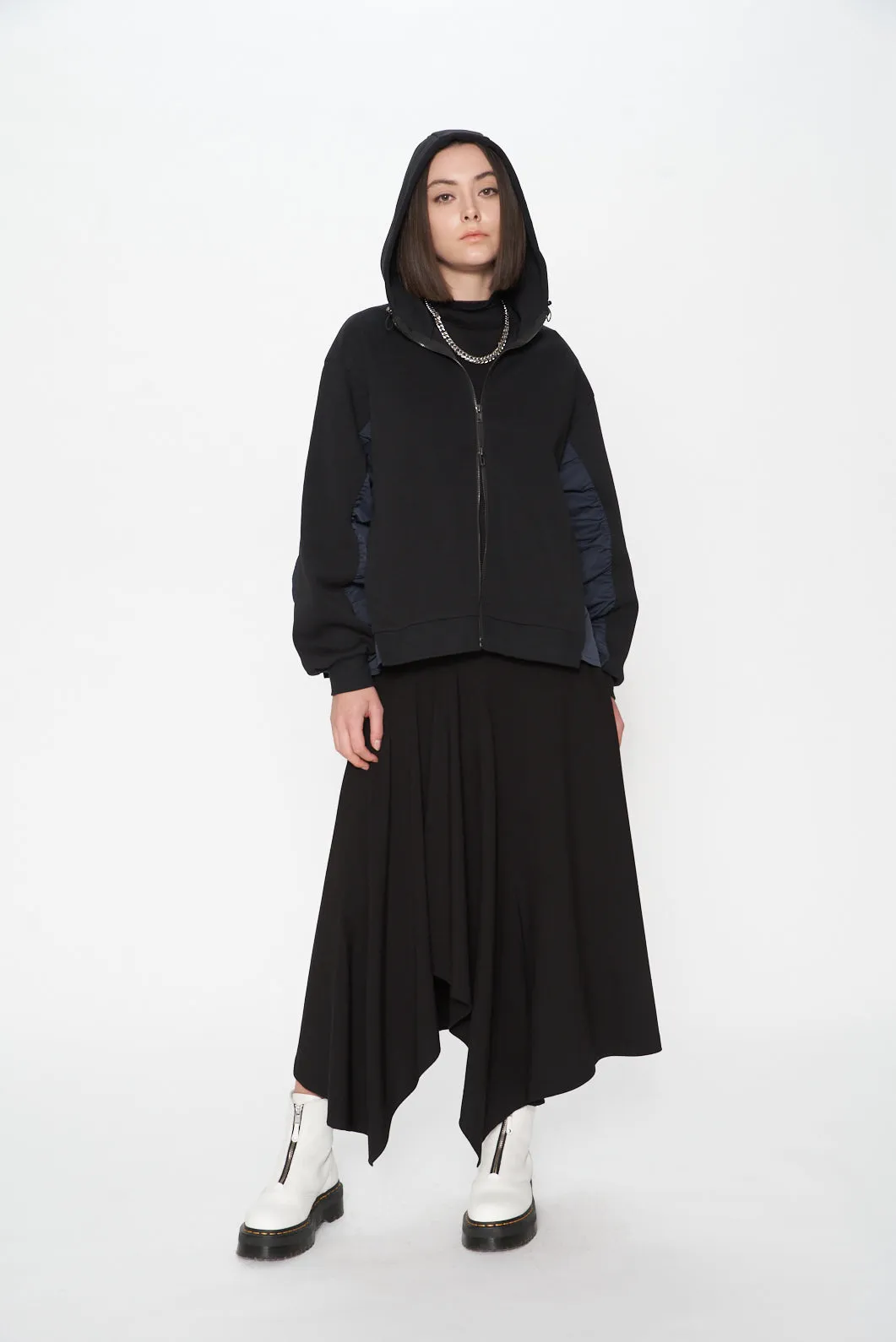 Air Compact Mix Nylon Side Zip Up Hoodie Jacket
