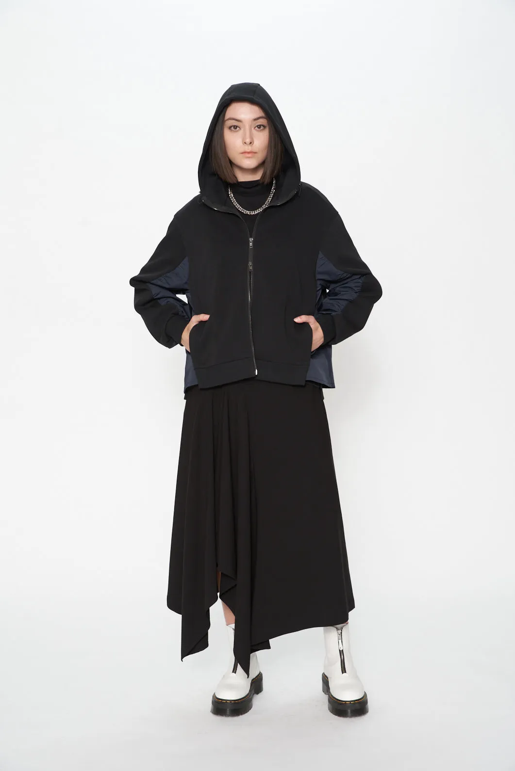 Air Compact Mix Nylon Side Zip Up Hoodie Jacket