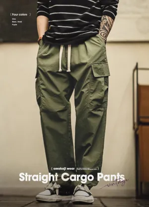 American Retro Multi-Pocket Waterproof Loose Men's Trousers