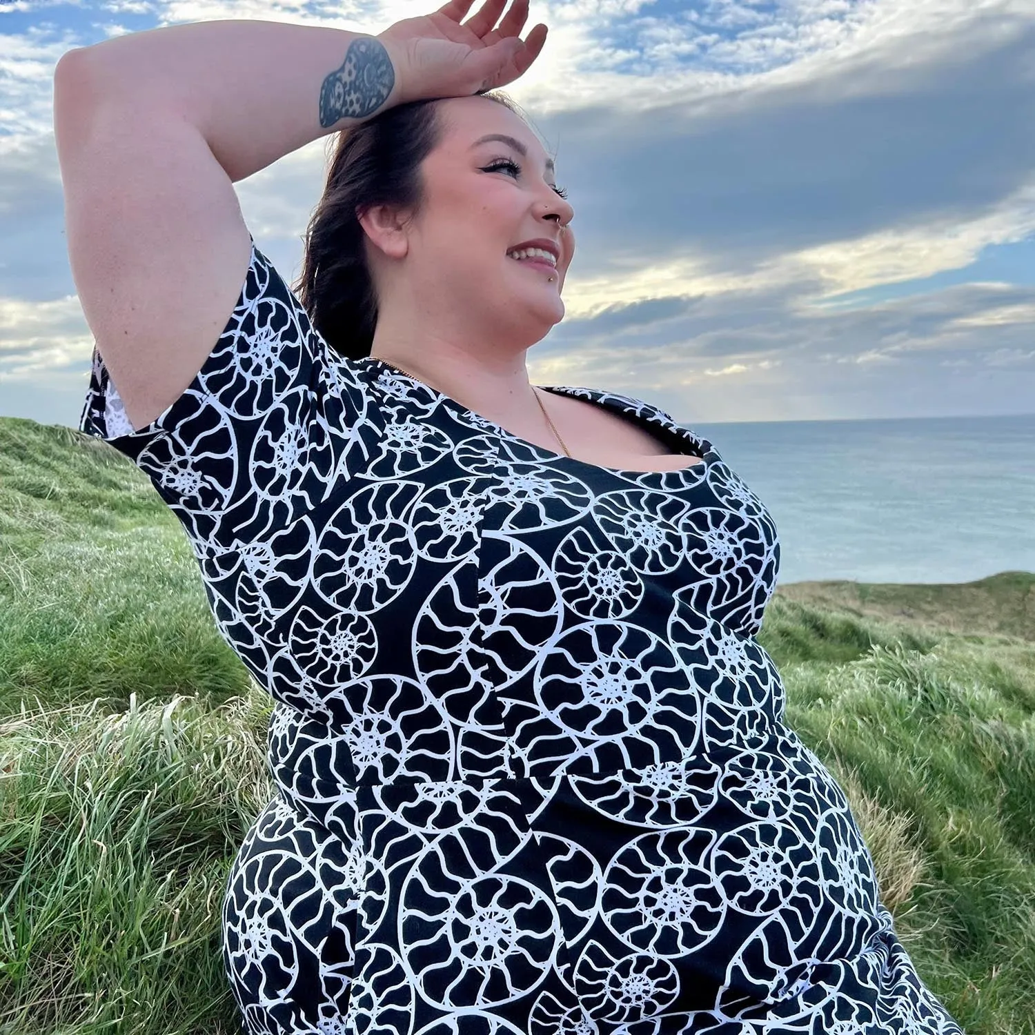 Ammonite Fossil A-Line Dress