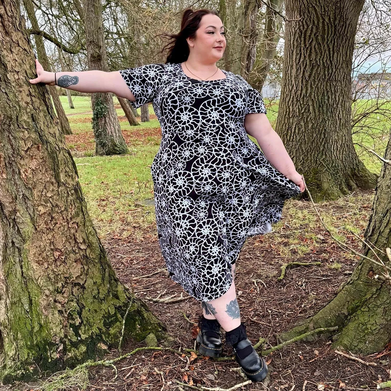Ammonite Fossil A-Line Dress