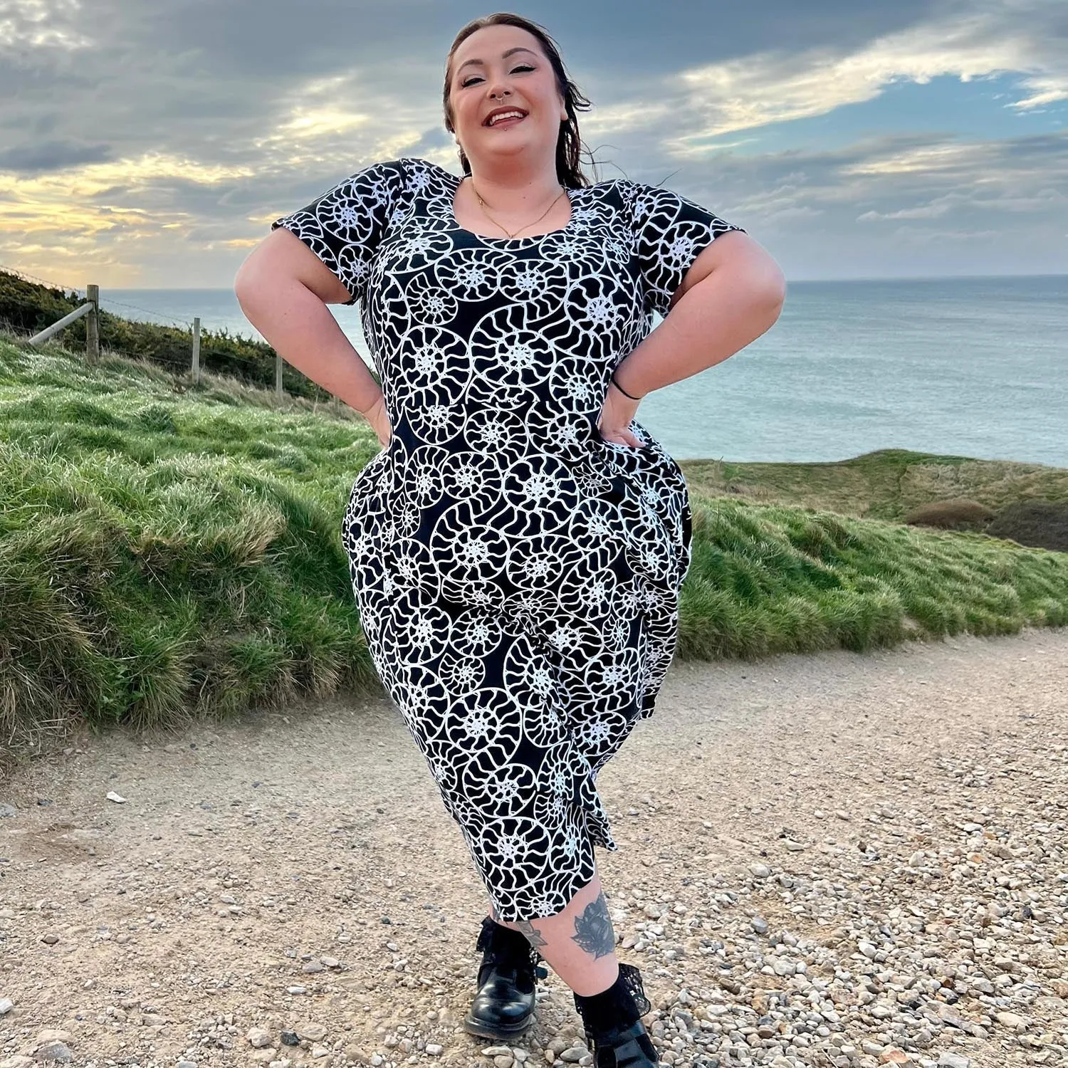 Ammonite Fossil A-Line Dress