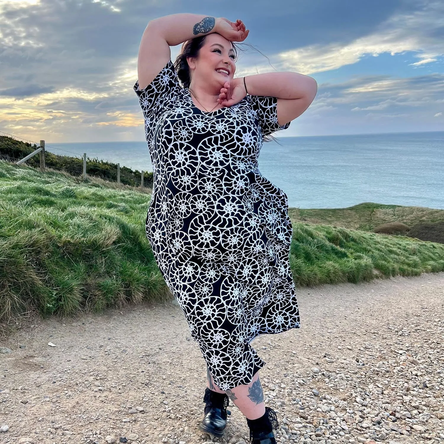 Ammonite Fossil A-Line Dress