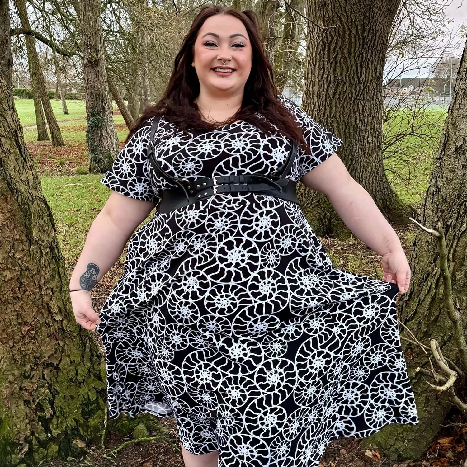 Ammonite Fossil A-Line Dress