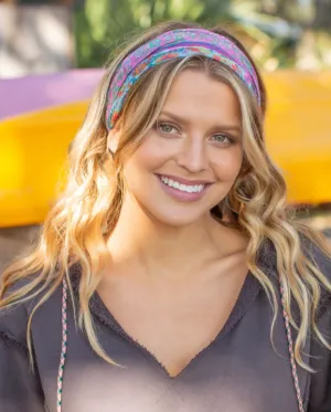 Boho Bandeau - Blue Pink Border