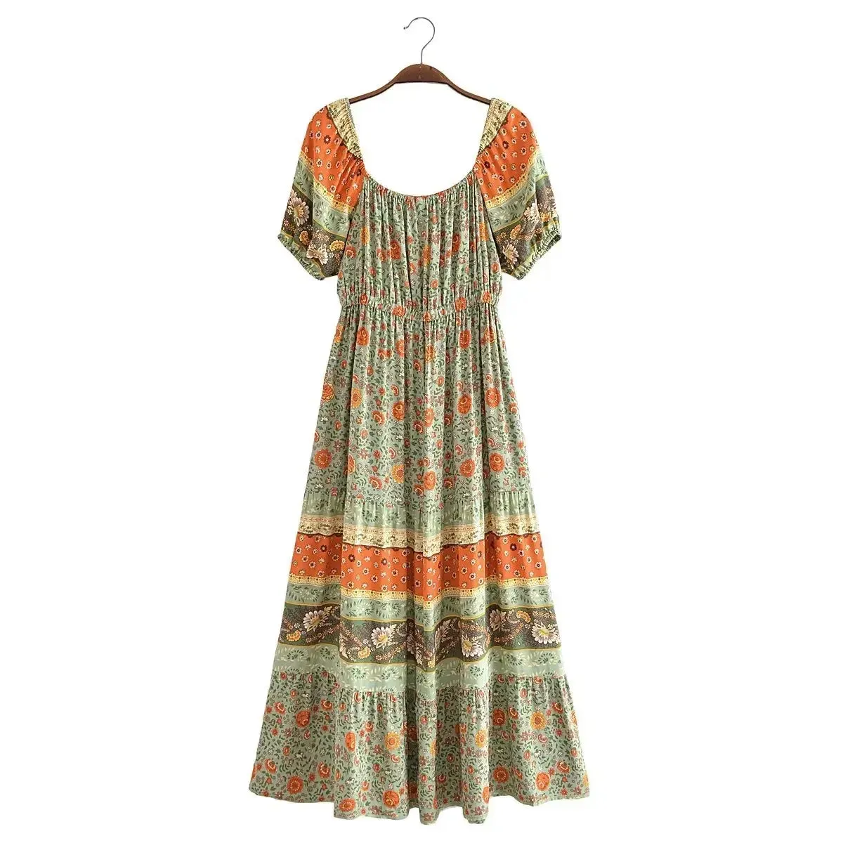 Boho Dress - Sundress - Smocked Dress Nova in Pink and Green
