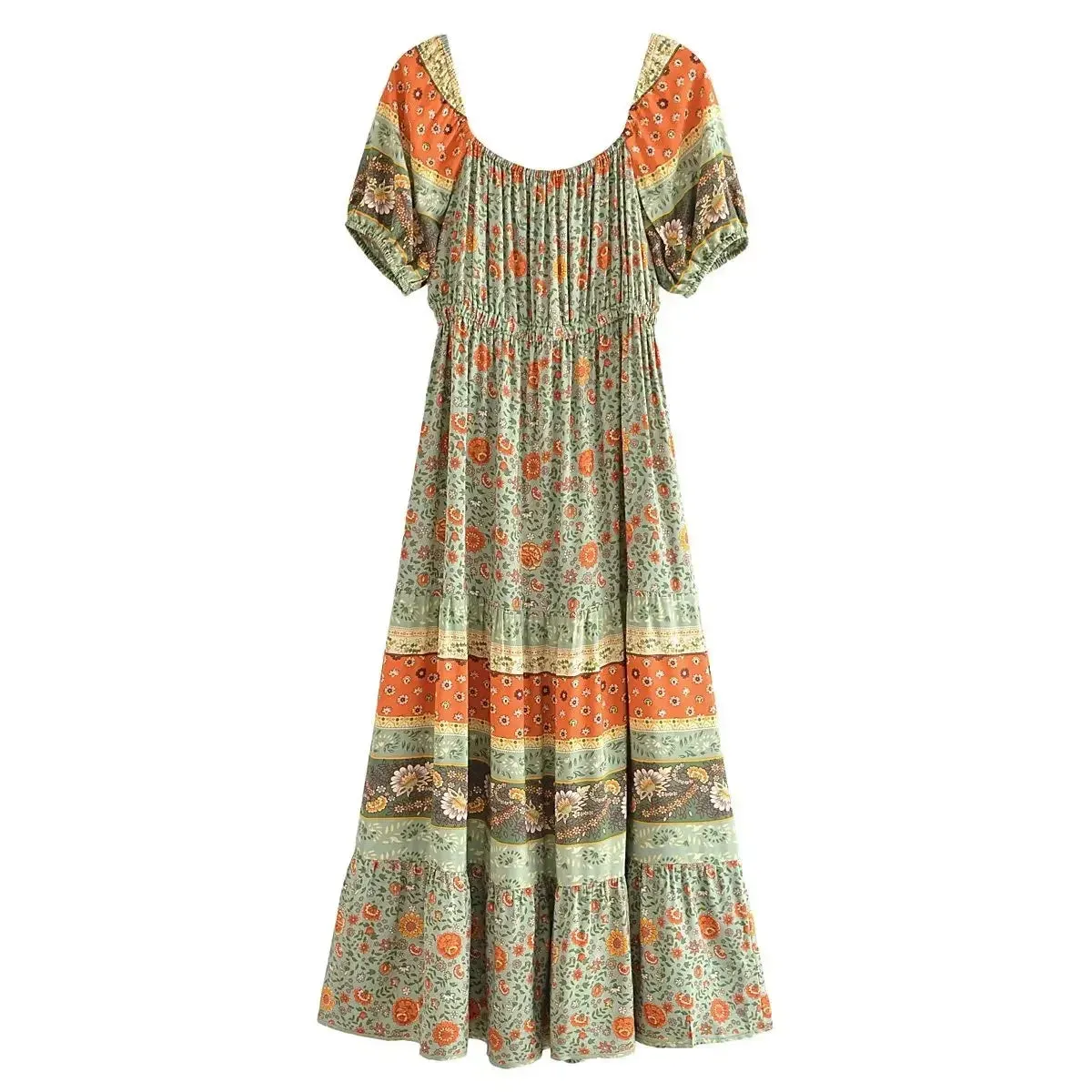 Boho Dress - Sundress - Smocked Dress Nova in Pink and Green
