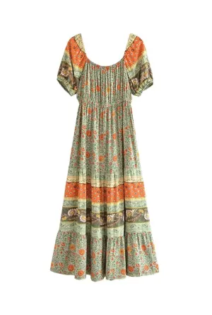 Boho Dress - Sundress - Smocked Dress Nova in Pink and Green