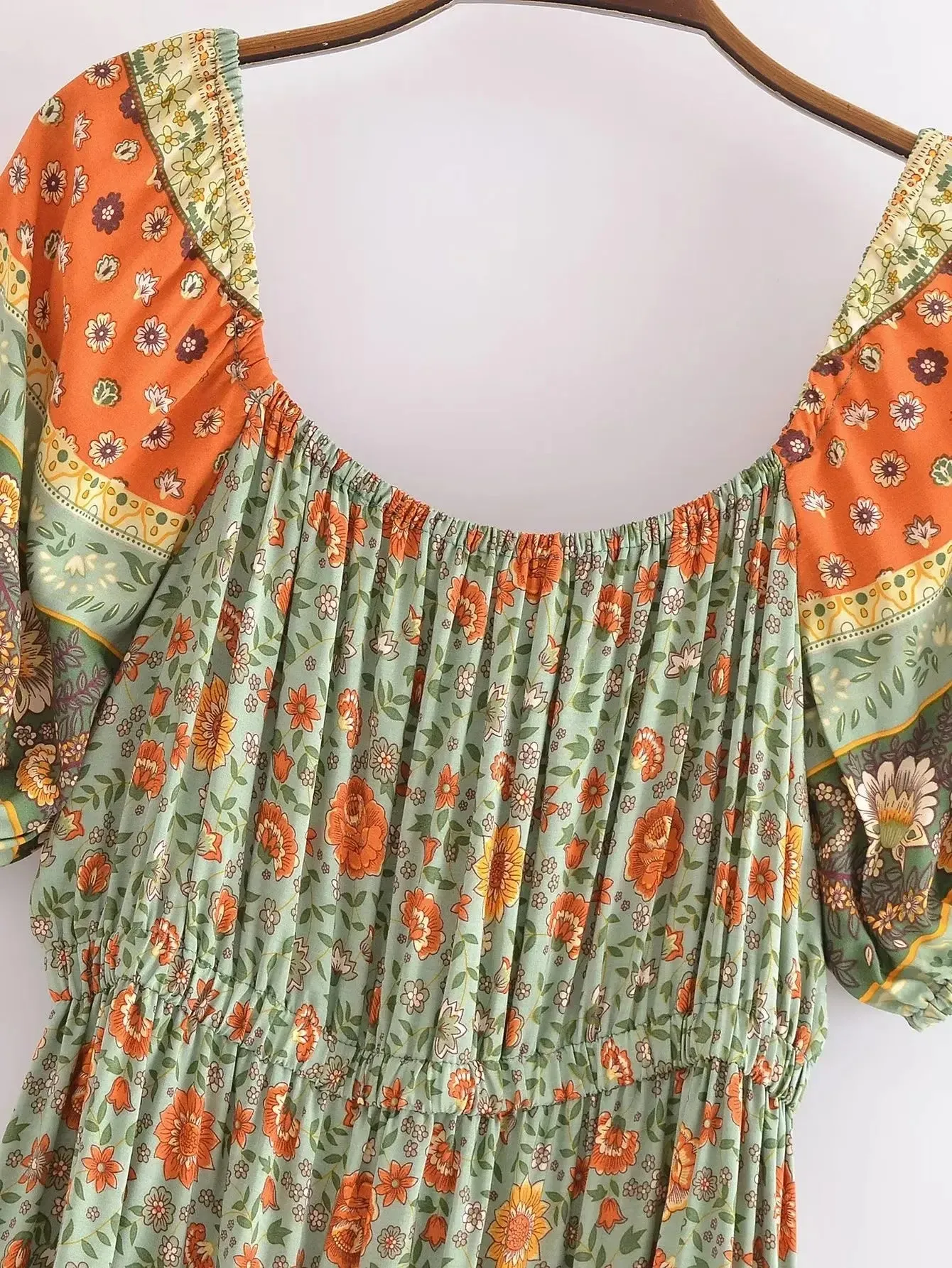 Boho Dress - Sundress - Smocked Dress Nova in Pink and Green