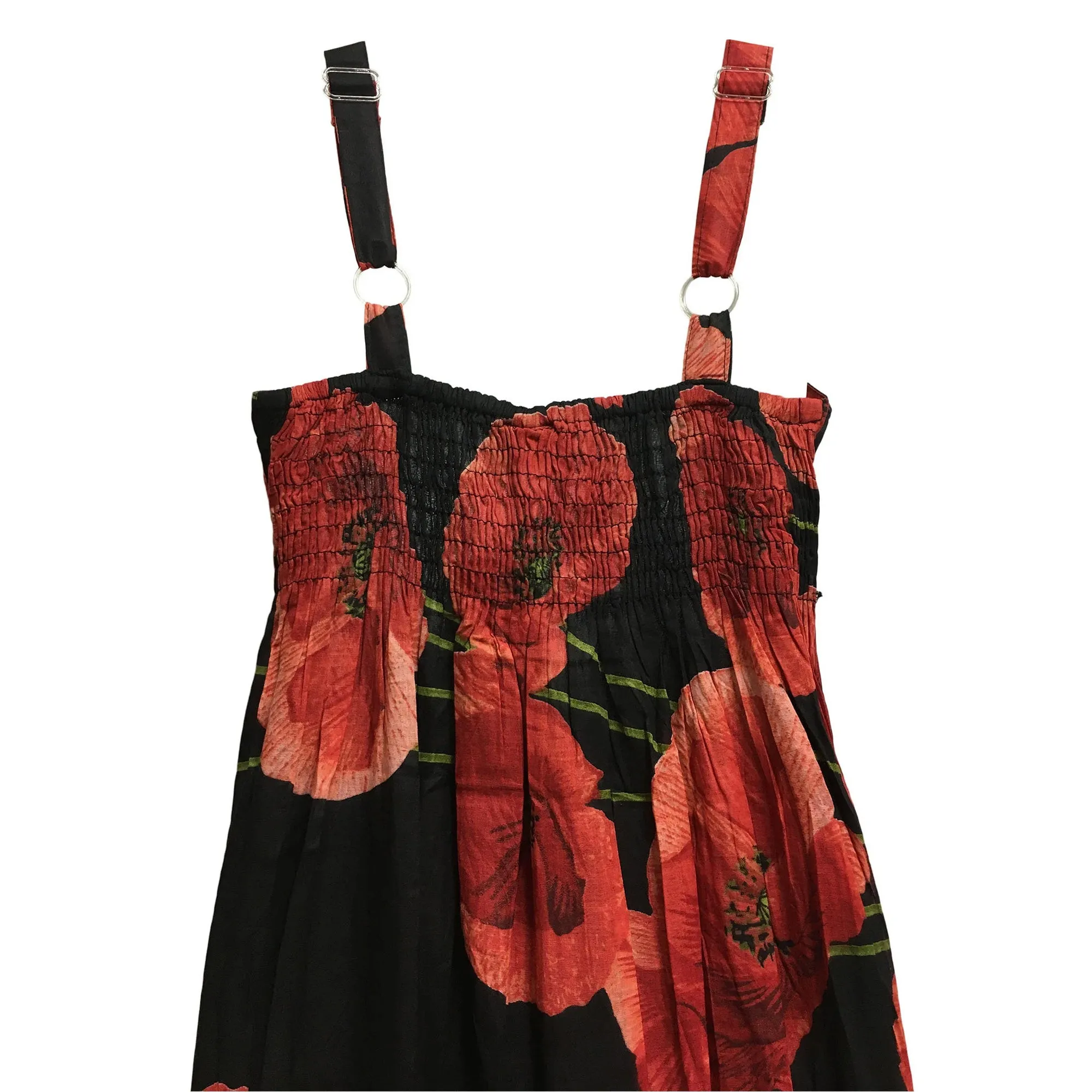 Boho Fine pure Cotton Sleeveless Floral Tiered Long Tank Cami Sima maxi Dress