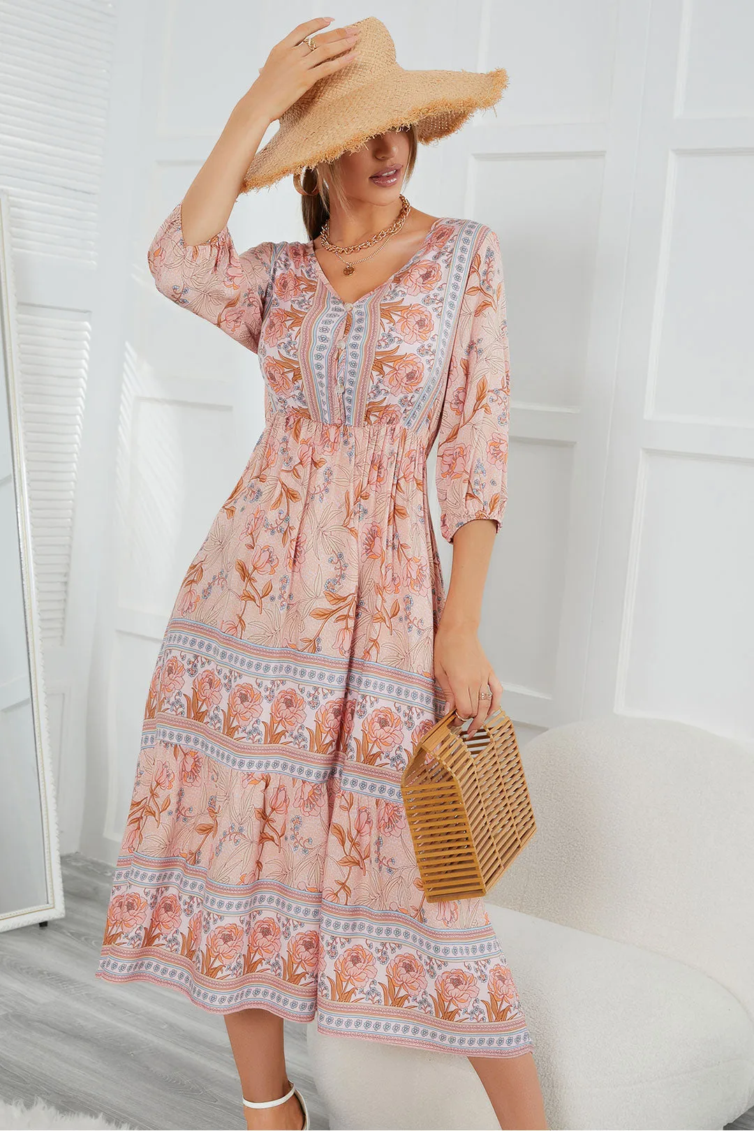 Boho Maxi Dress, Sundress, Lily-Rose in Orose