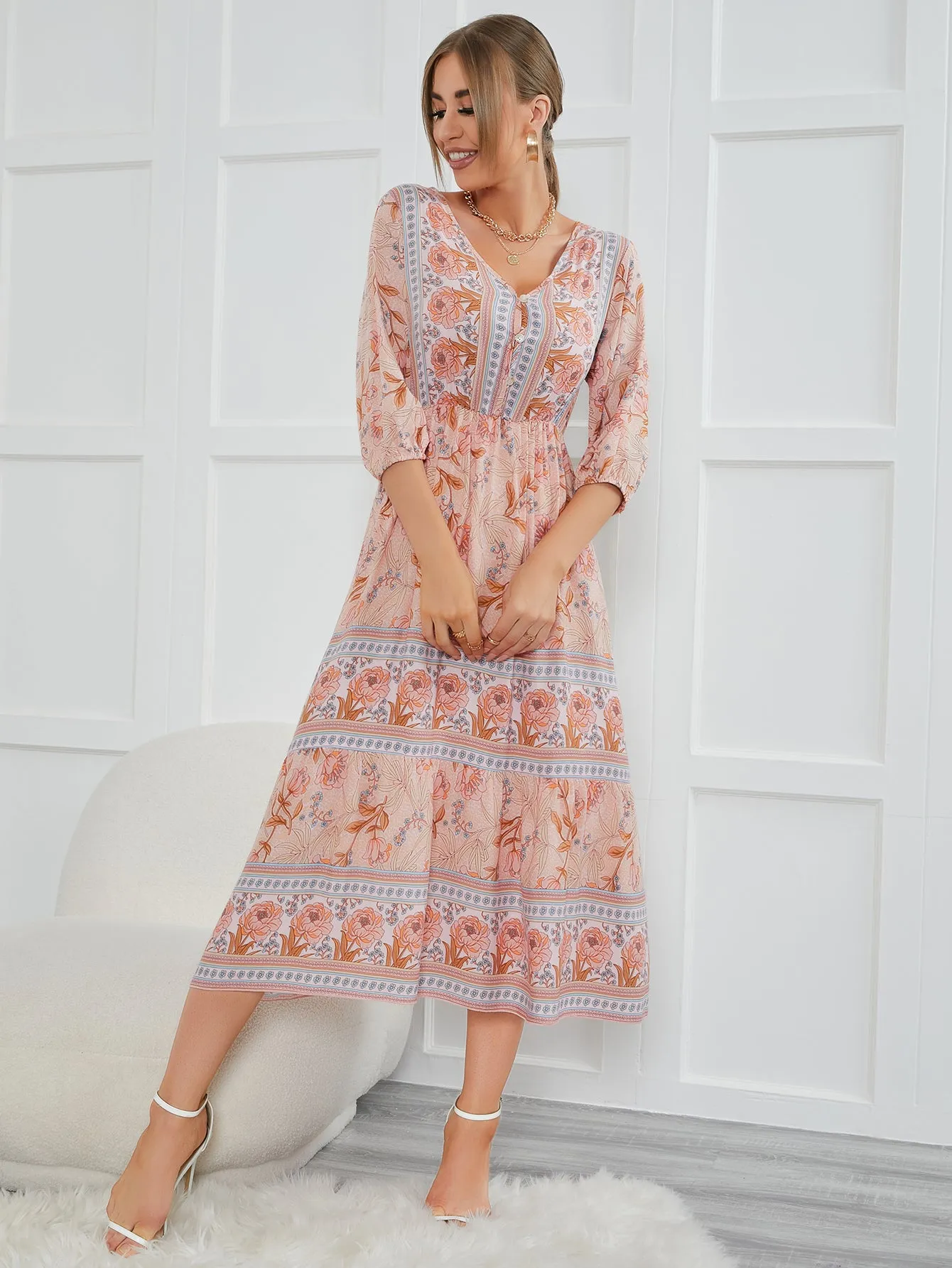 Boho Maxi Dress, Sundress, Lily-Rose in Orose