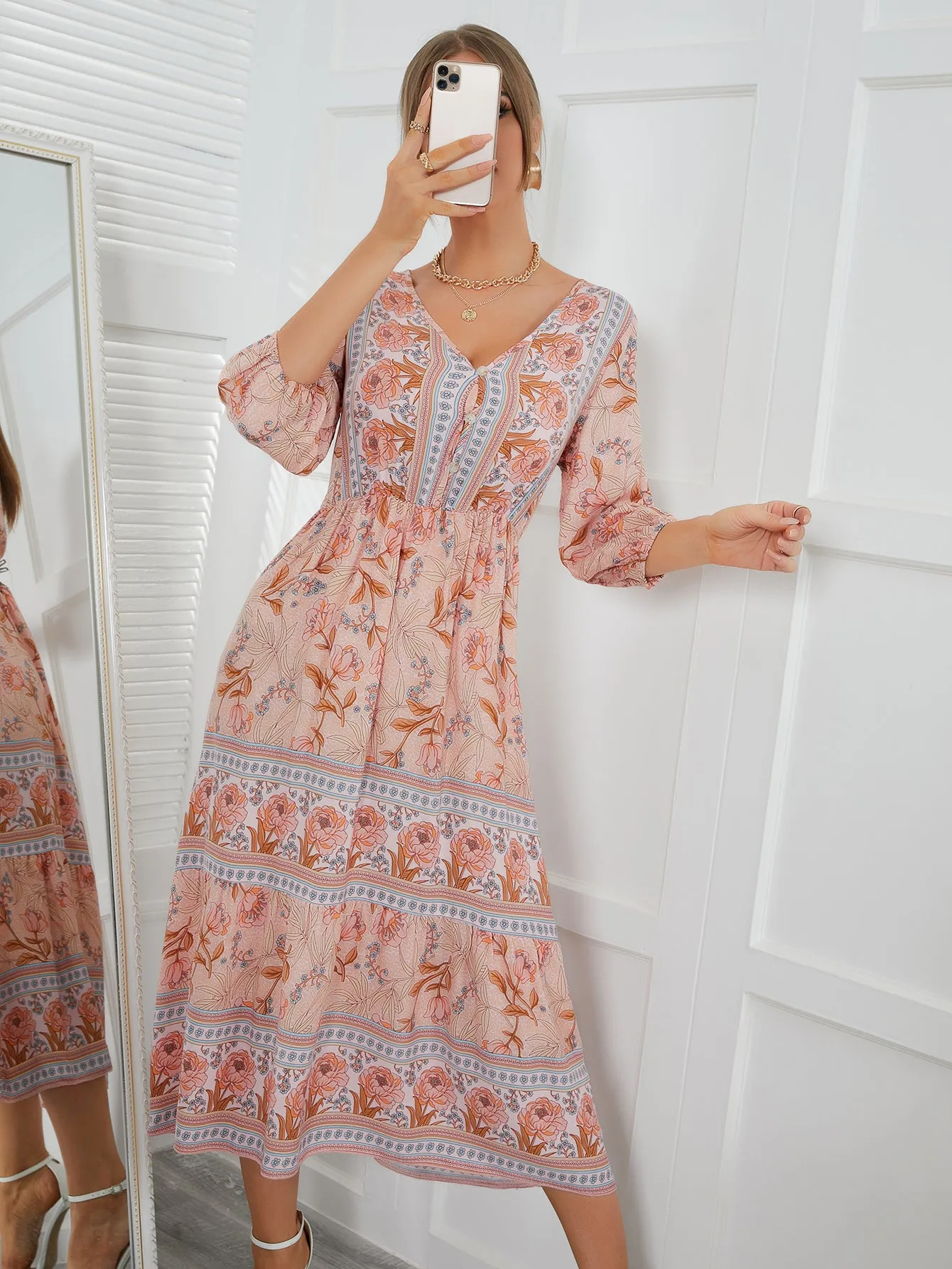 Boho Maxi Dress, Sundress, Lily-Rose in Orose