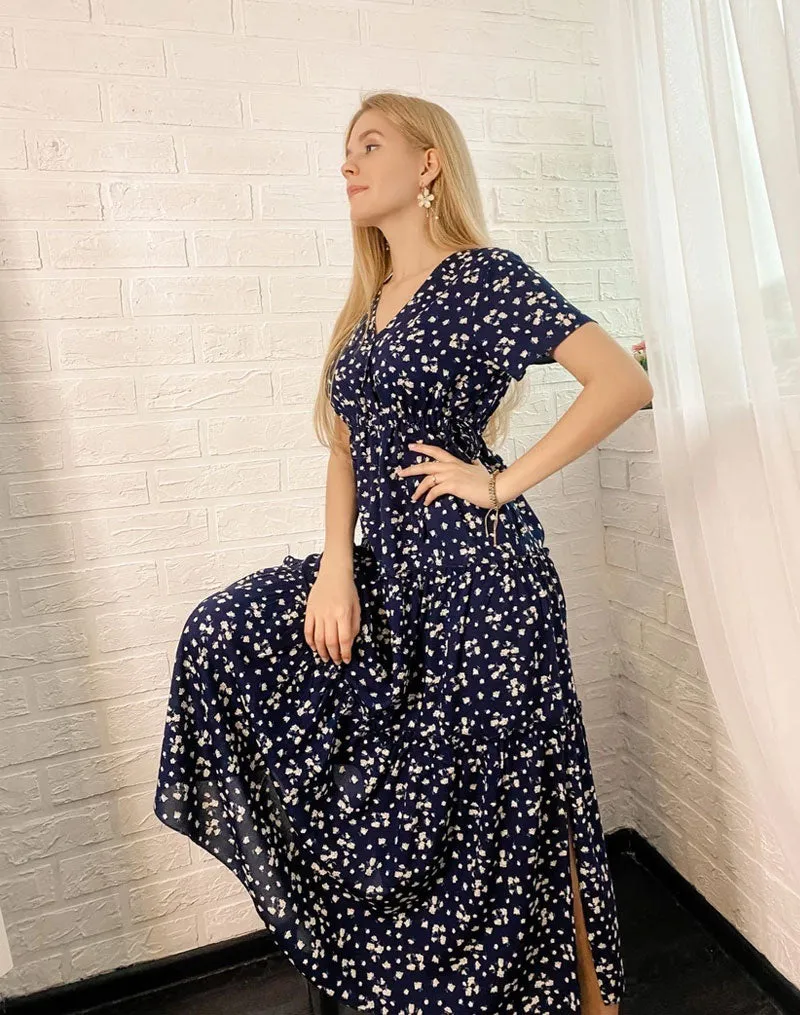 Boho Maxi Dress, Sundress, Serenity in Navy Blue