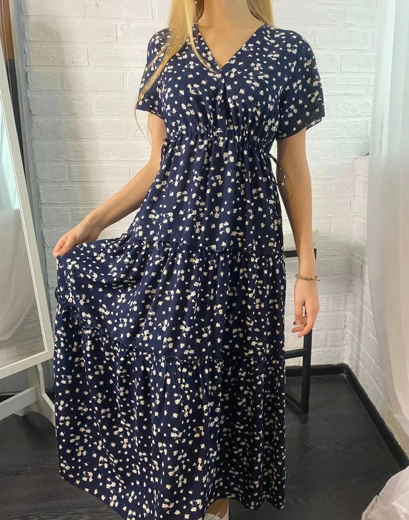 Boho Maxi Dress, Sundress, Serenity in Navy Blue