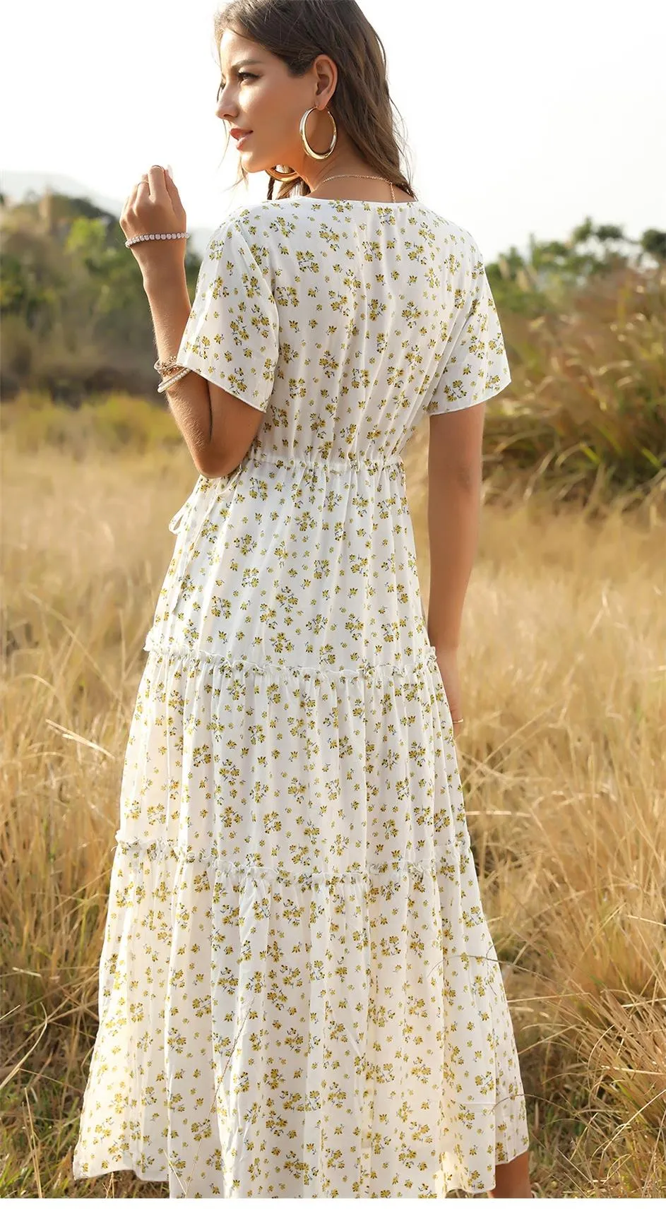 Boho Maxi Dress, Sundress, Serenity in White