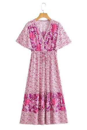 Boho Maxi Dress - Sundress - Sierra Cherry - Bohemian Style - Flowy Summer Dress - Vibrant Print