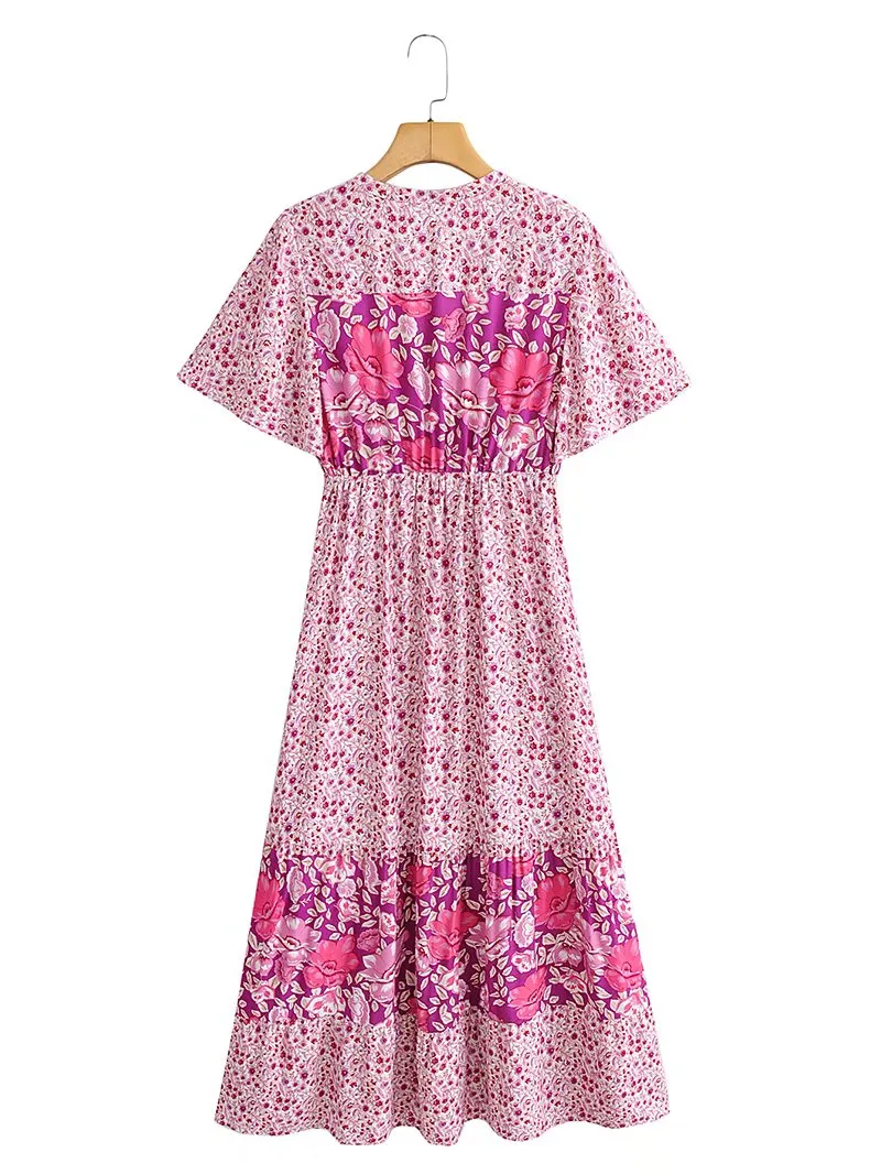 Boho Maxi Dress - Sundress - Sierra Cherry - Bohemian Style - Flowy Summer Dress - Vibrant Print