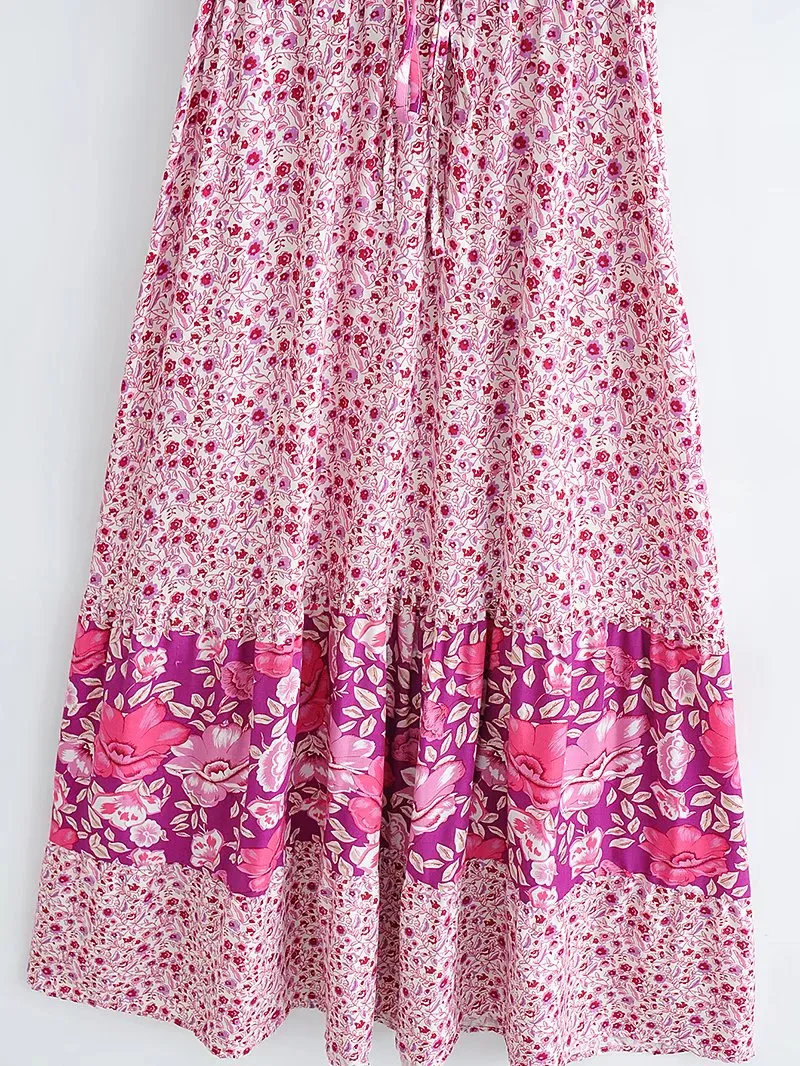 Boho Maxi Dress - Sundress - Sierra Cherry - Bohemian Style - Flowy Summer Dress - Vibrant Print
