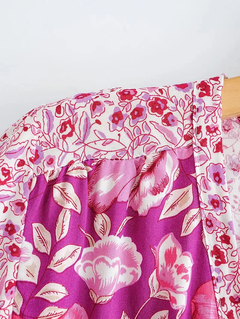Boho Maxi Dress - Sundress - Sierra Cherry - Bohemian Style - Flowy Summer Dress - Vibrant Print
