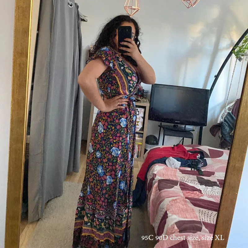 Boho Maxi Dress, Sundress, Wrap Dress, Red Ruby