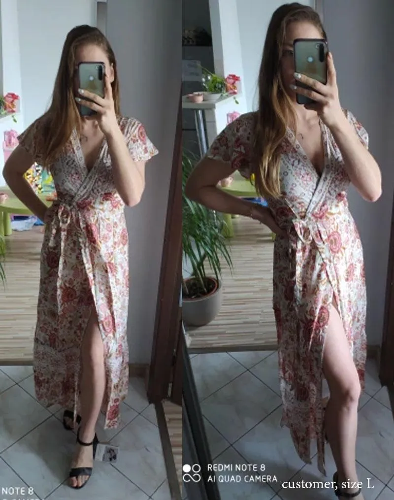 Boho Maxi Dress, Sundress, Wrap Dress, Red Ruby