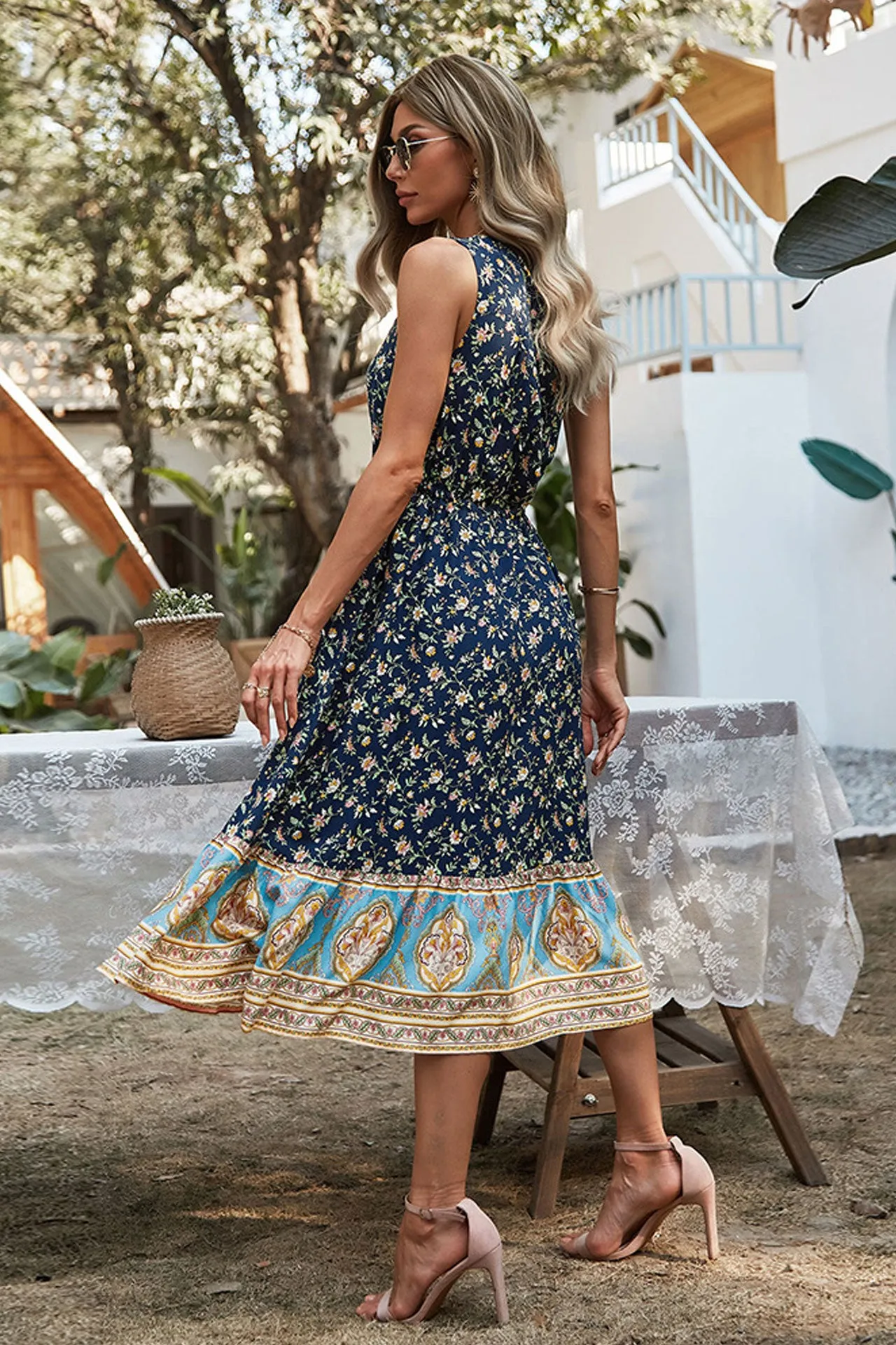 Boho Midi Dress, Sundress, Danielle  in Yellow