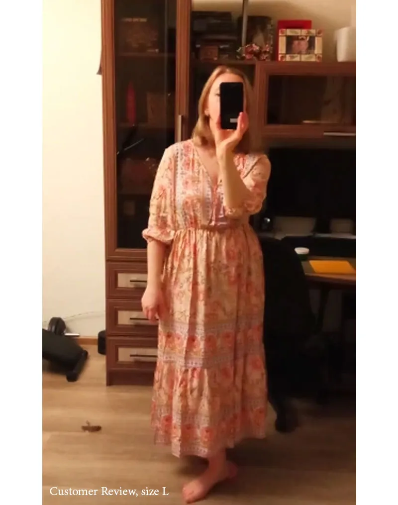 Boho Midi Dress, Sundress, Viola in Pink Rose
