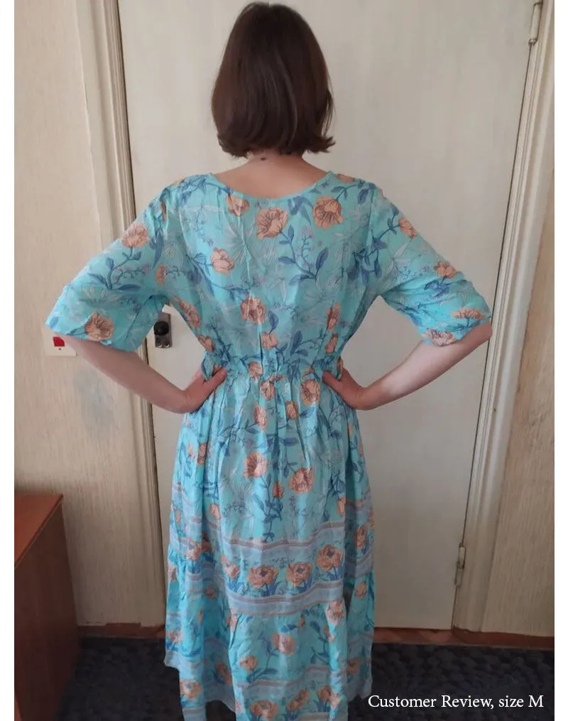 Boho Midi Dress, Sundress, Viola in Pink Rose