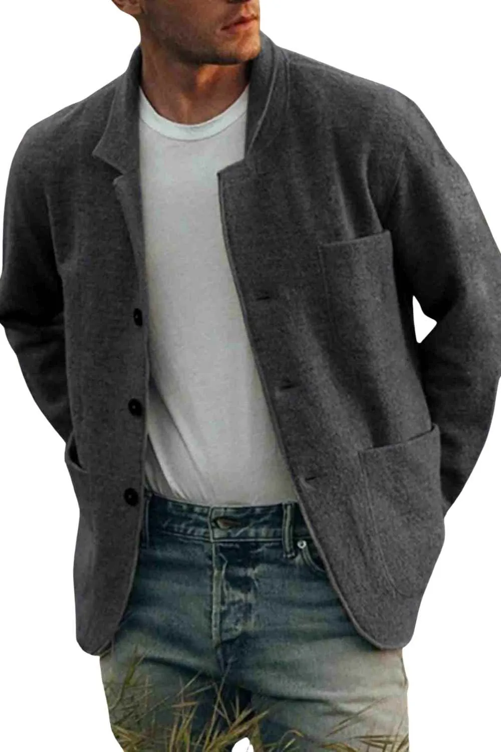 Casual Knitted Cardigan Blazer Men