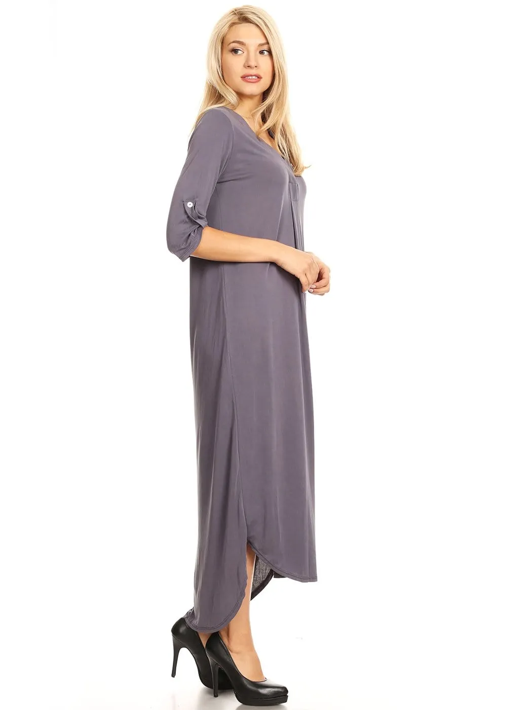 Casual Long V-Neck Maxi Dress