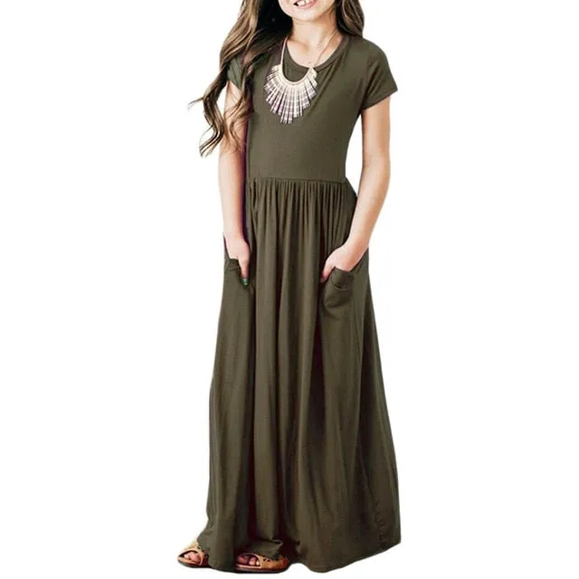 Casual Sundress Outfits Maxi Dress With Pocket