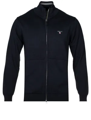 Classic Cotton Zip Cardigan Evening Blue
