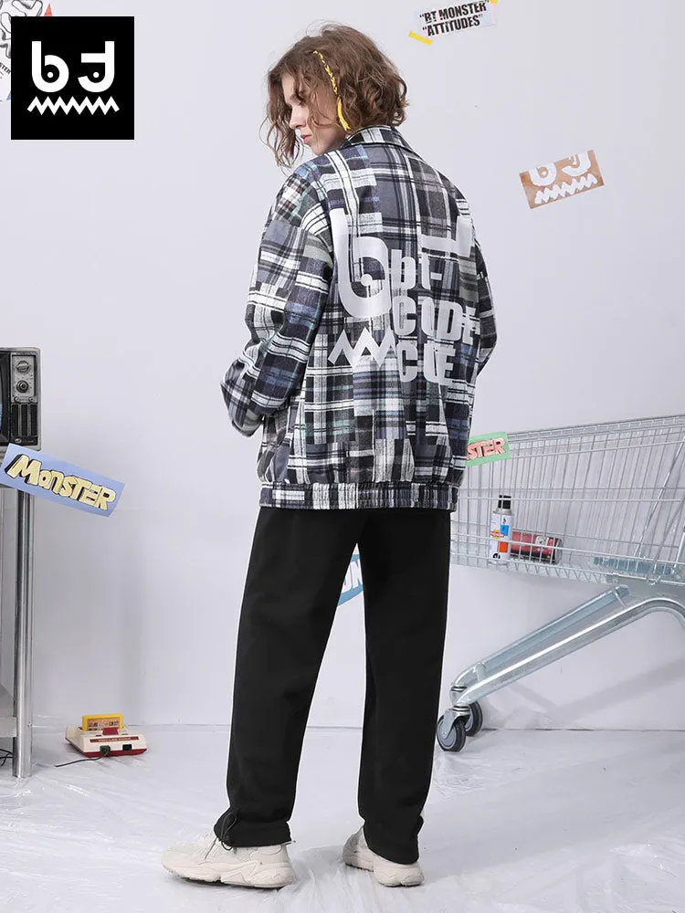 Color contrast patchwork letter label elastic rope leg cotton casual pants