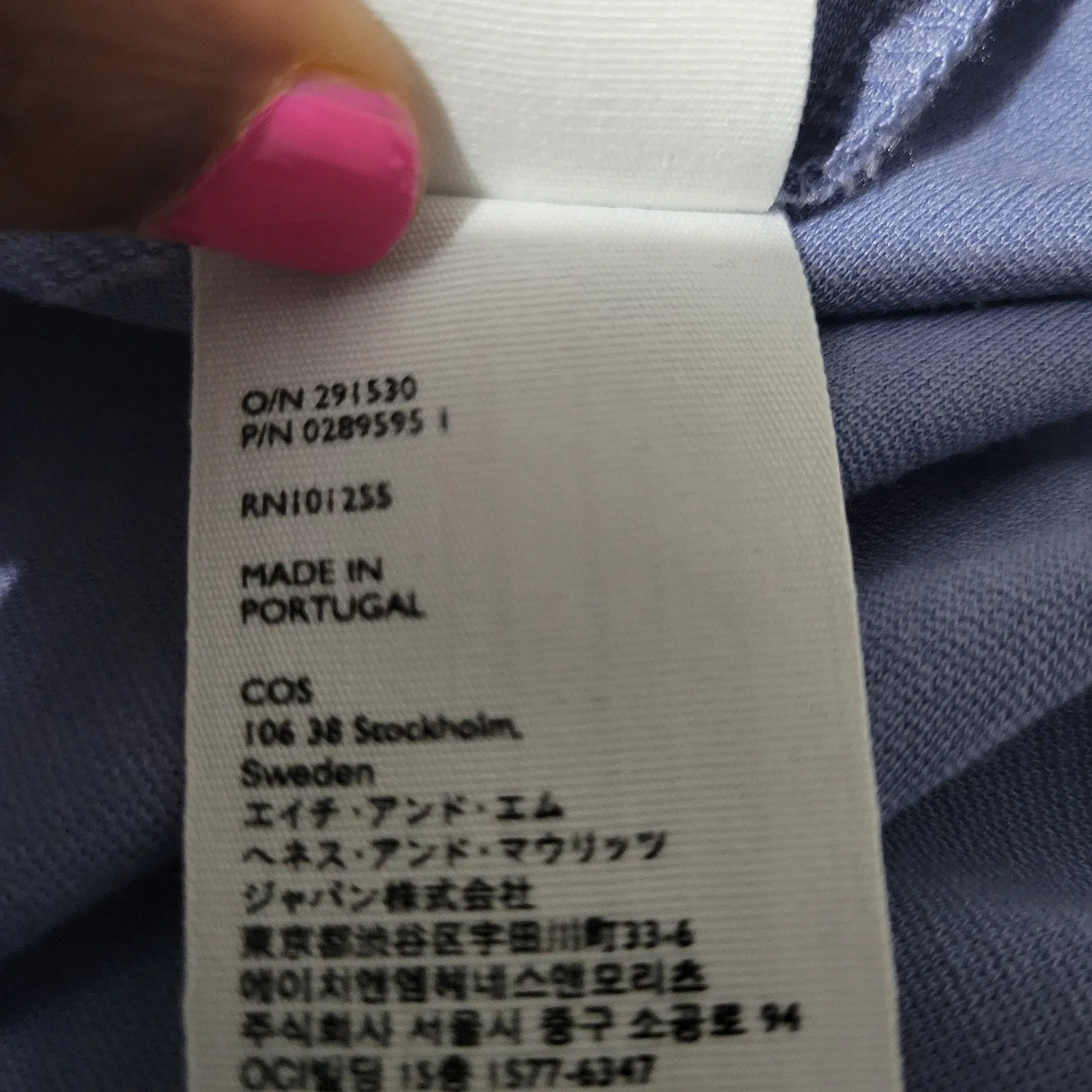 COS Asymmetric Ruffle Dress Blue T-Shirt Knee Length Jersey Crew Neck Casual Short Sleeve Size Medium
