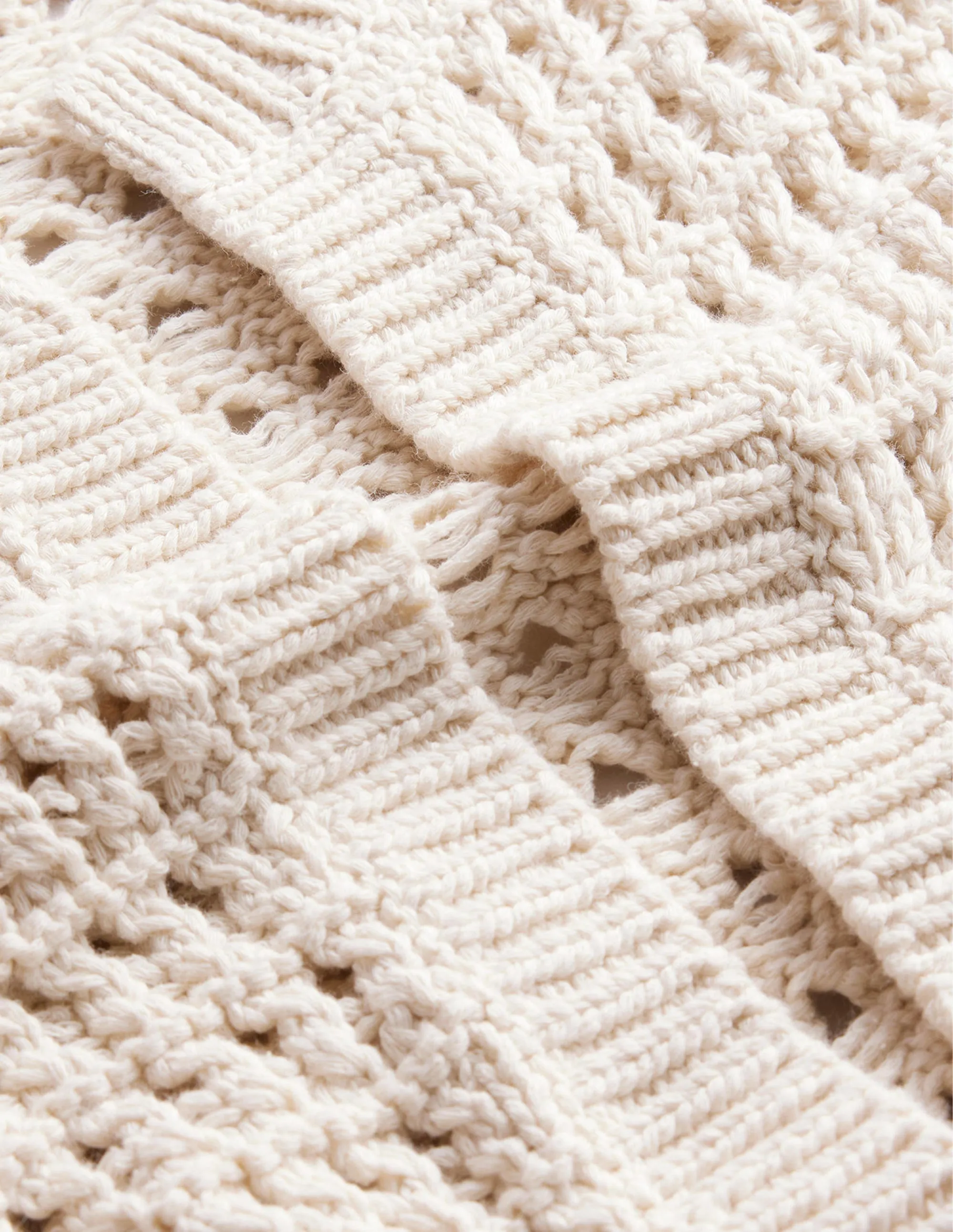Cropped Crochet Cardigan-Warm Ivory