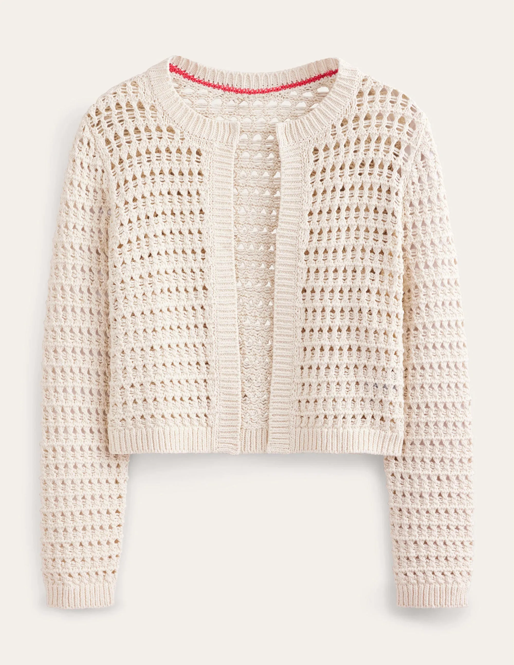 Cropped Crochet Cardigan-Warm Ivory