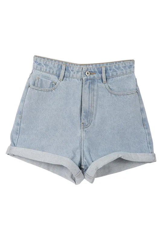 Demi denim roll up shorts
