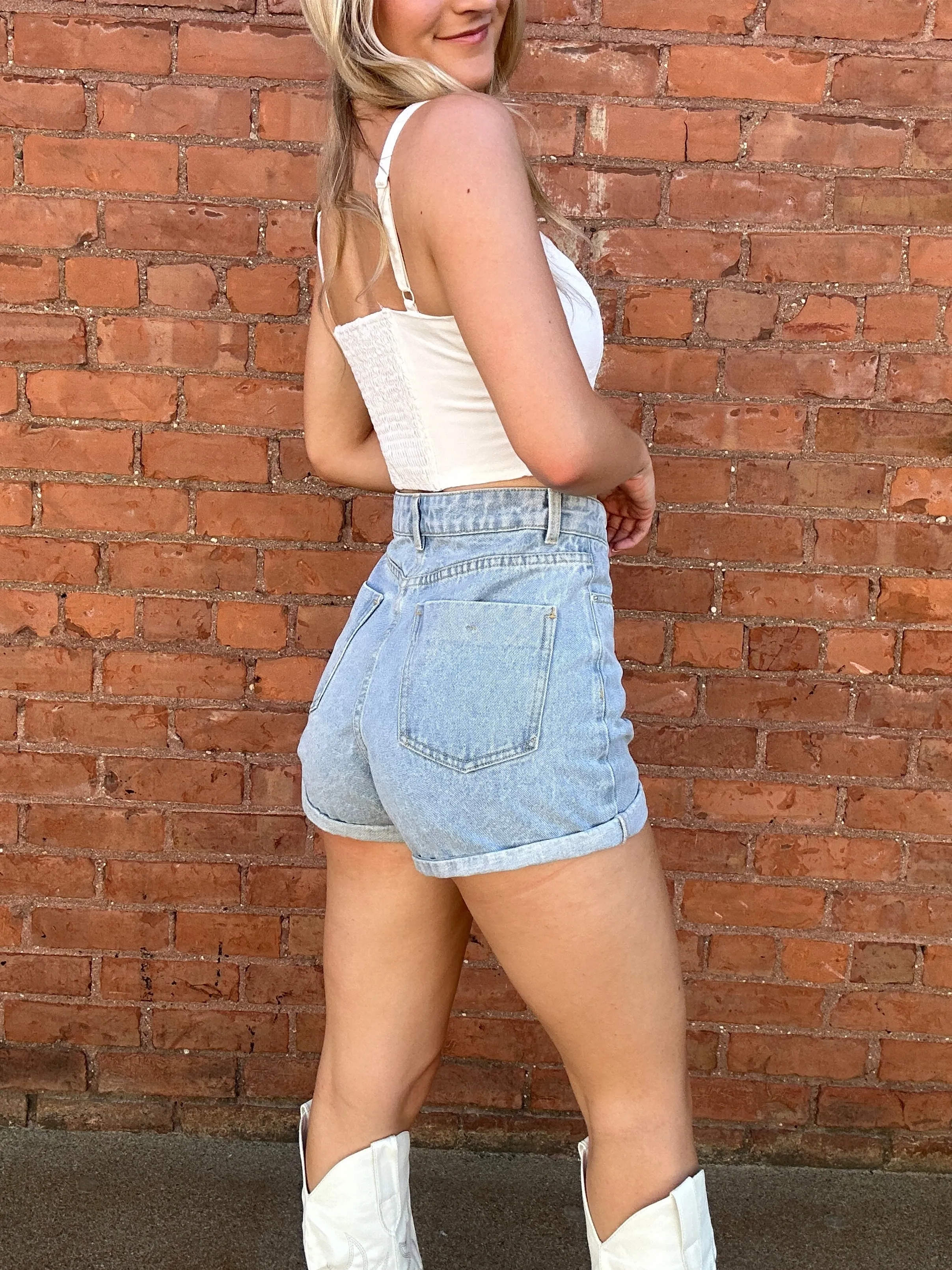 Demi denim roll up shorts