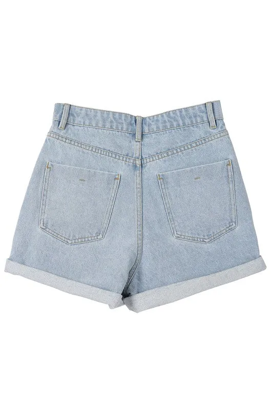 Demi denim roll up shorts
