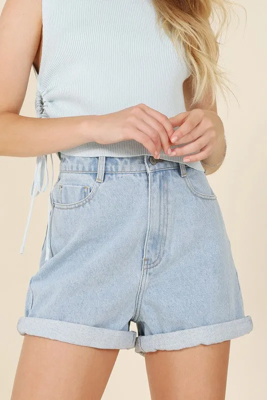 Demi denim roll up shorts