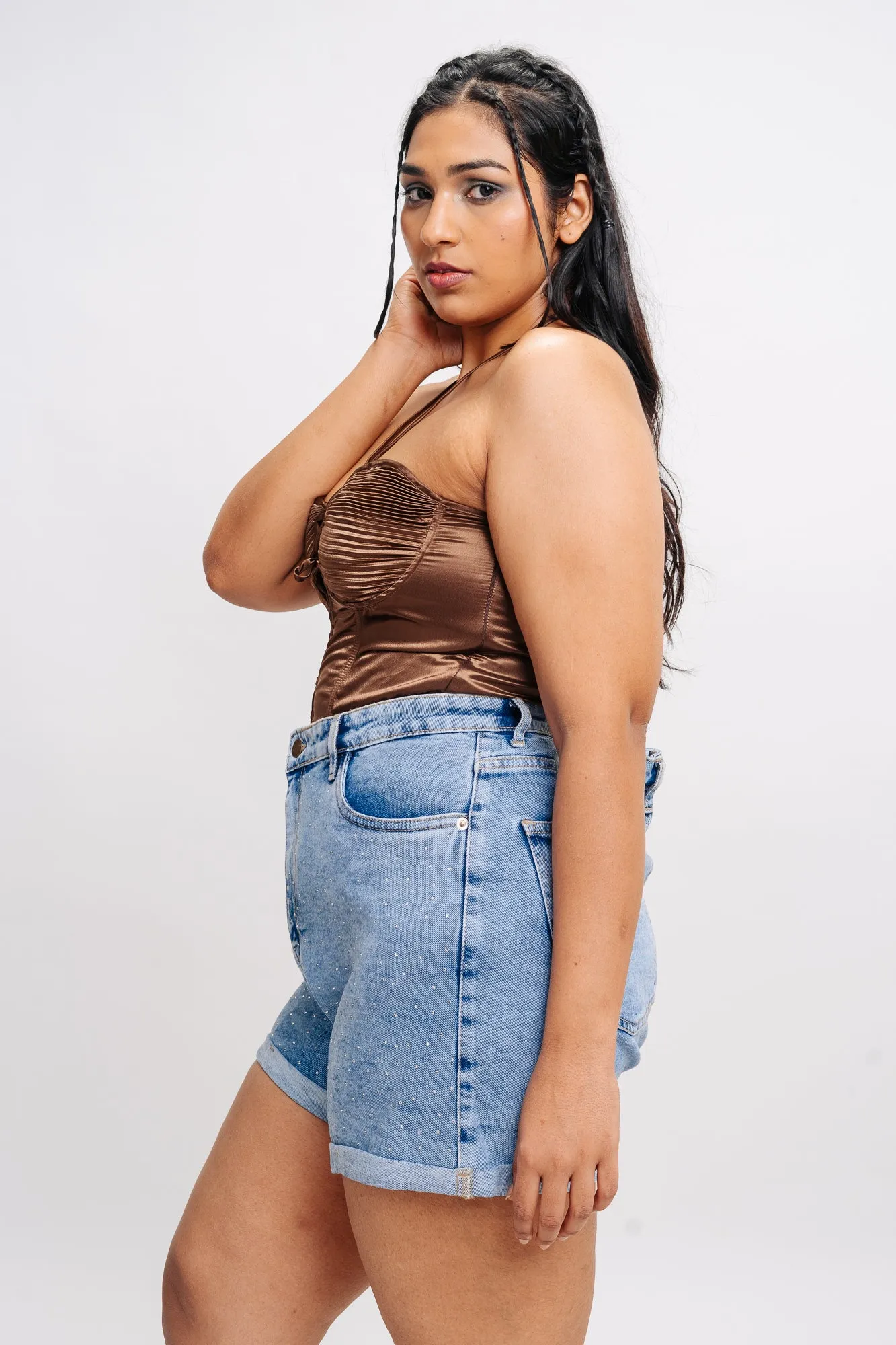 Denim Embellished Noah Indigo Shorts