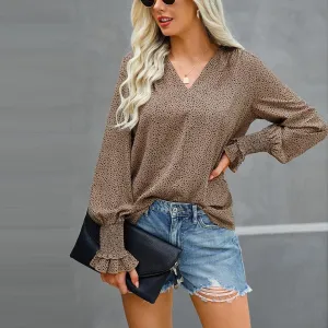 Dotted Luxe V-Neck Blouse