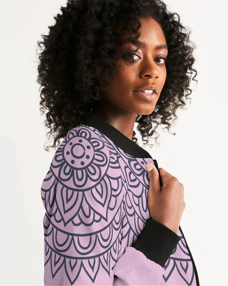 Dreamcatcher Pattern On Pink Women's Bomber Jacket