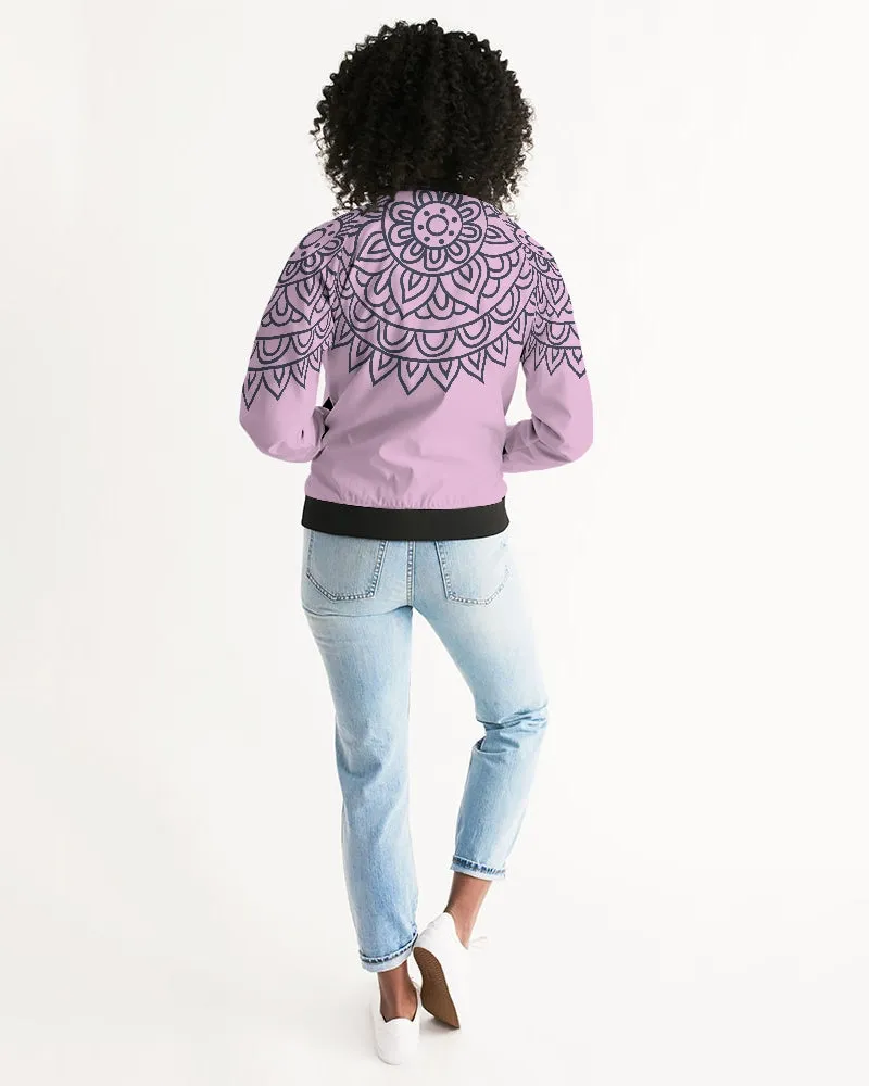 Dreamcatcher Pattern On Pink Women's Bomber Jacket