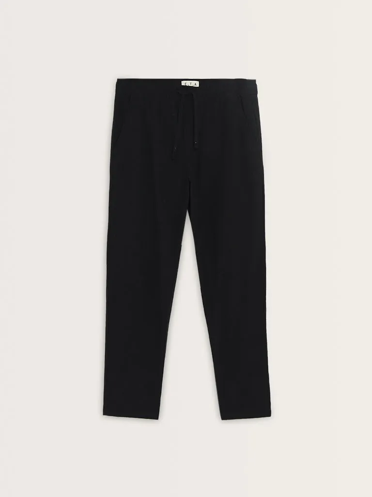 ETA Black Relaxed-Fit Mid-Rise Cotton-Blend Chinos
