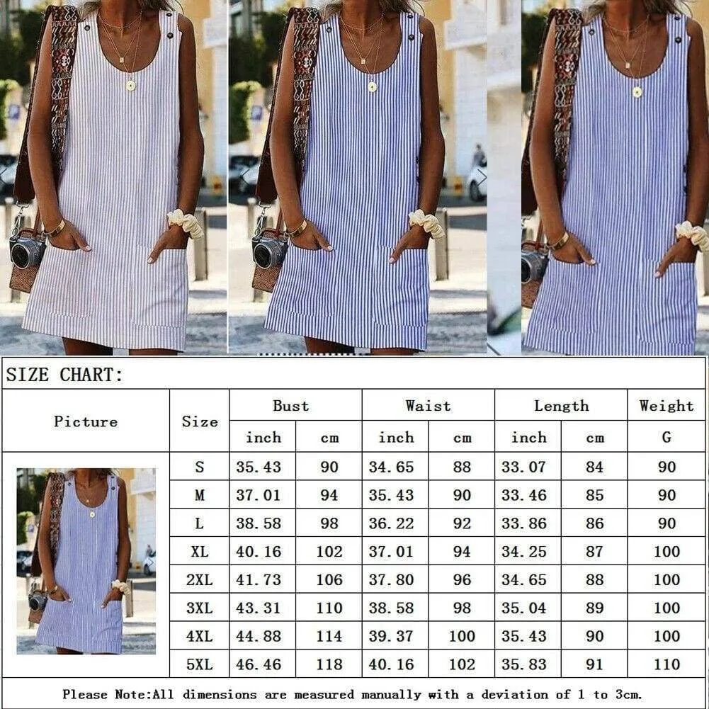 FashionSierra - Plus Size Women Boho Stripe Short Mini Dress