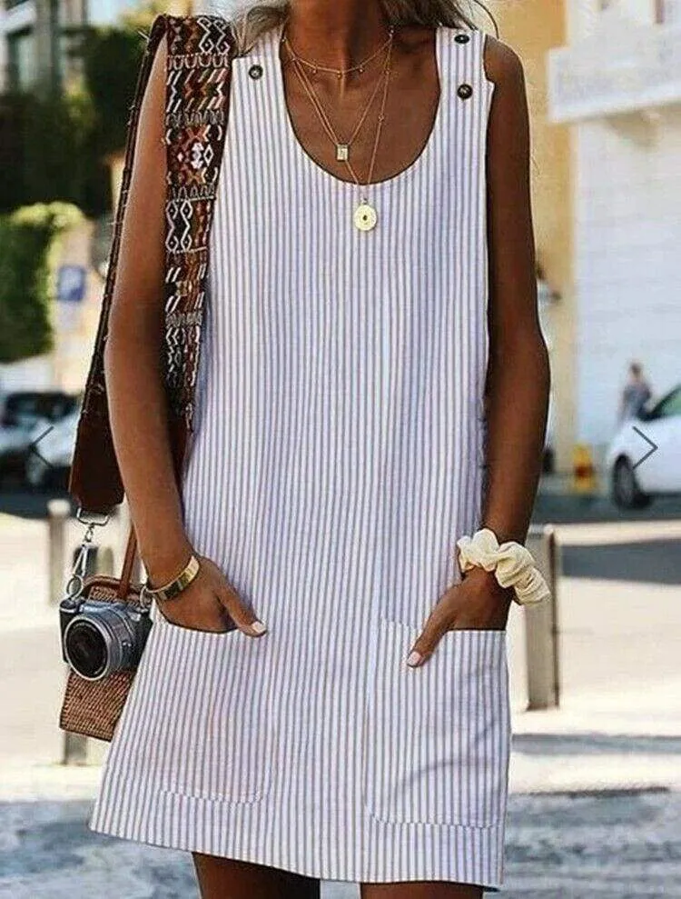 FashionSierra - Plus Size Women Boho Stripe Short Mini Dress