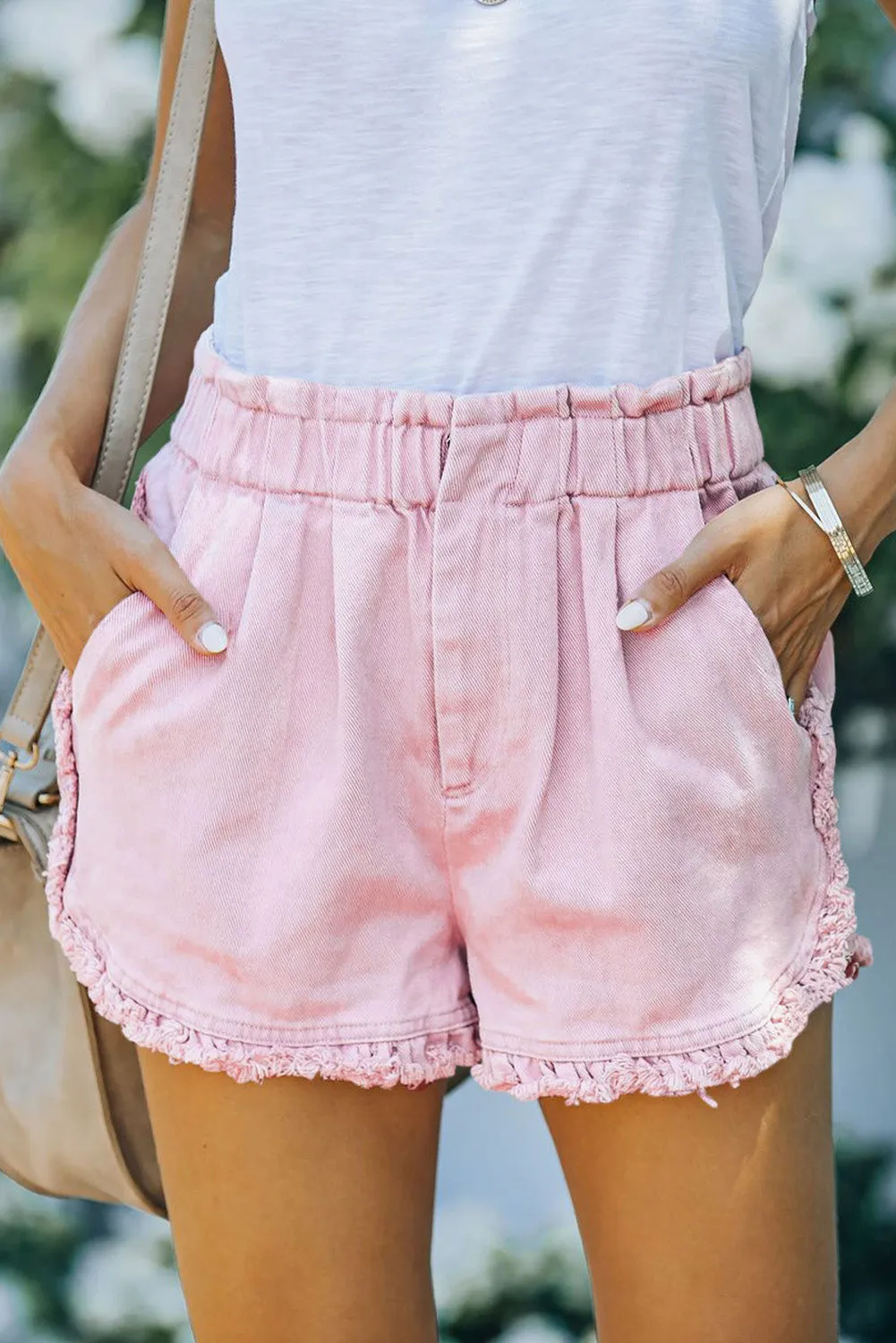 Flounce High Waist Denim Shorts