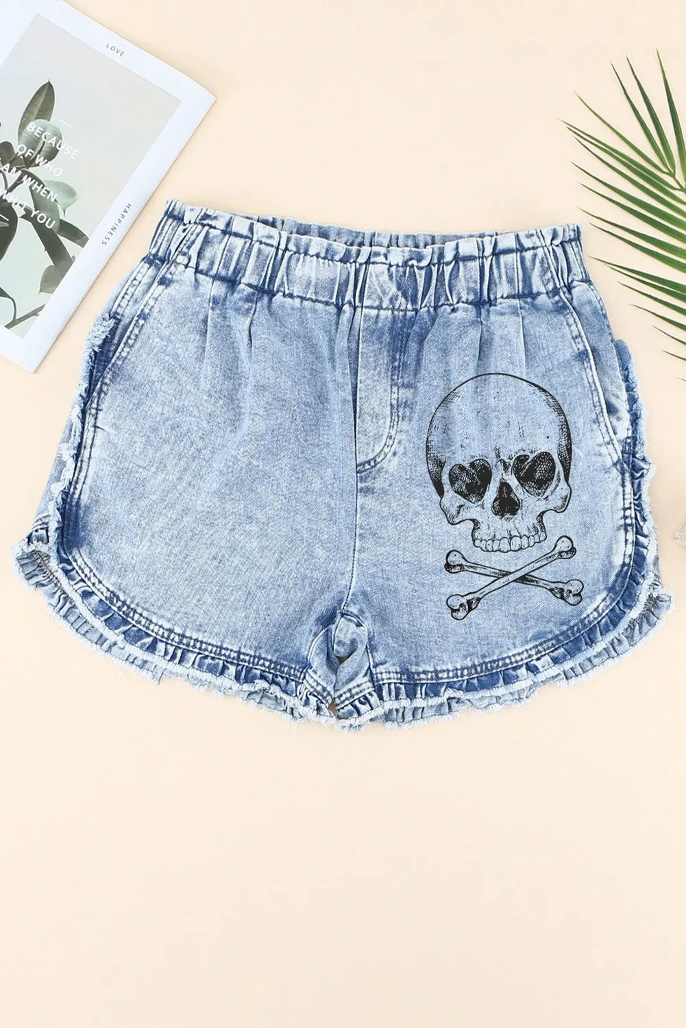 Flounce High Waist Denim Shorts